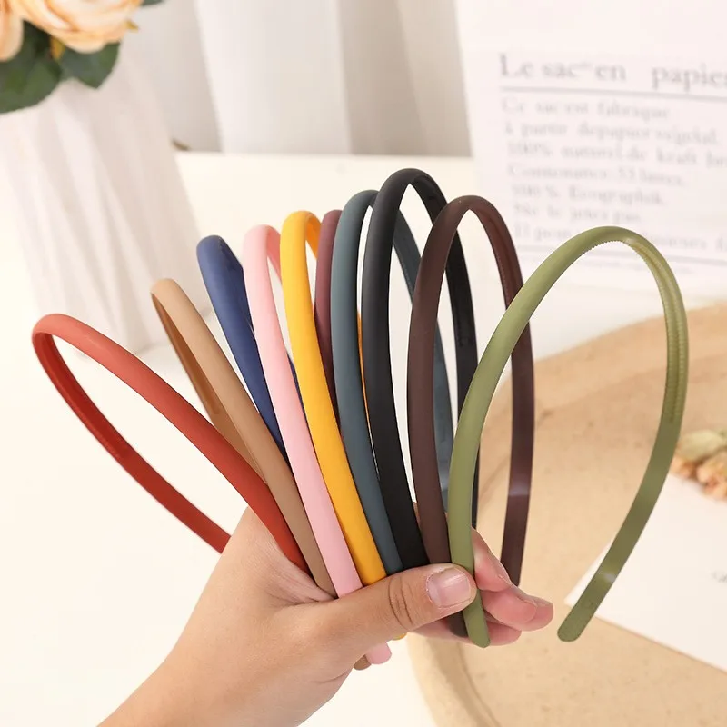 5pcs/10PCS Women Plastic Headbands 0.8cm Thin Plain Matte Hairbands Non-slip Hair Hoops For Girls Daily Wear