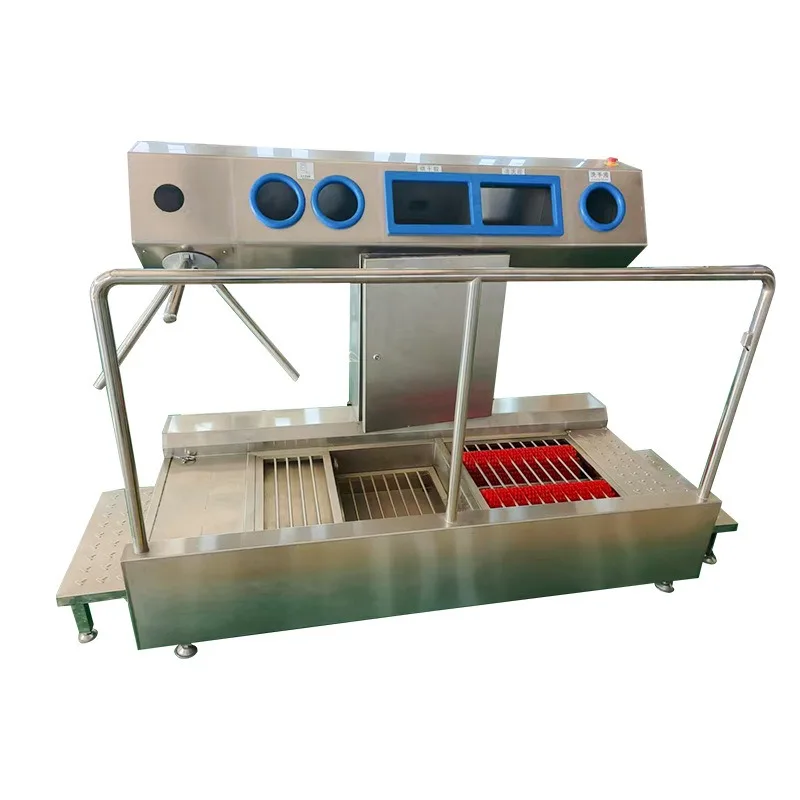 Shoe washing, disinfection and access control integrated machine, multi-functional shoe washing machine for mining