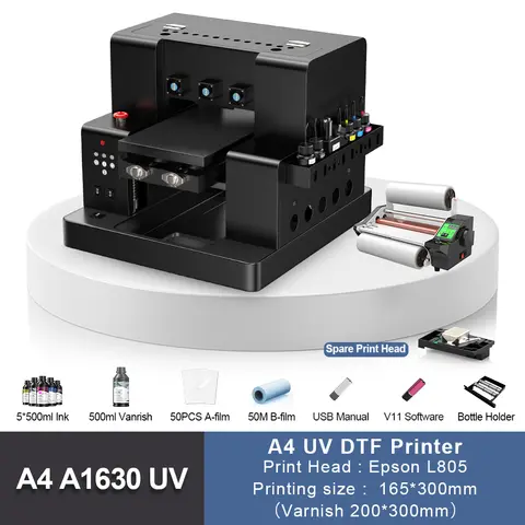 A4 UV 프린터 L805 프린트 헤드 UV 평판 프린터 전화 케이스 병 아크릴 펜 유리 UV 프린터 광택 UV DTF 스티커