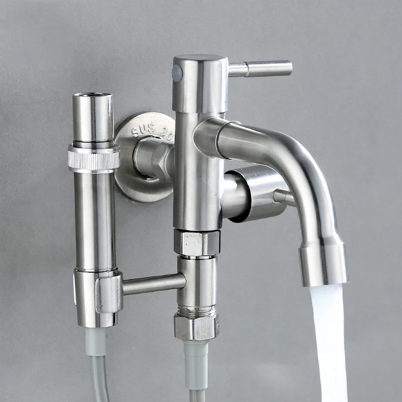 

Stainless Steel Bibcock Faucet 360 Rotation Spout Outdoor Garden Taps for Washing Machine Laundry Cleaning Toilet Mop Pool Tap