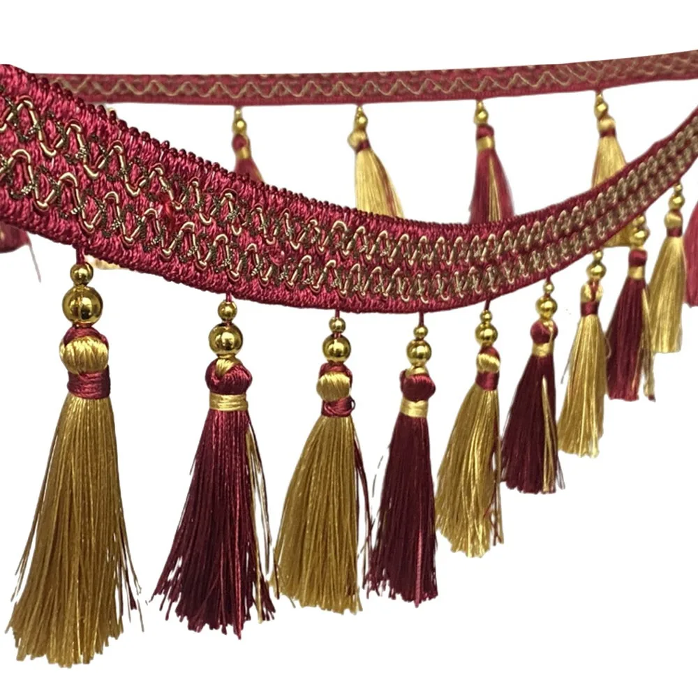 

12M with Hanging Tassel Tassel Lace Trim Craft Making Fringe Accessories Chain Tassel Ribbon Woven Texture Vintage Fringe Trim