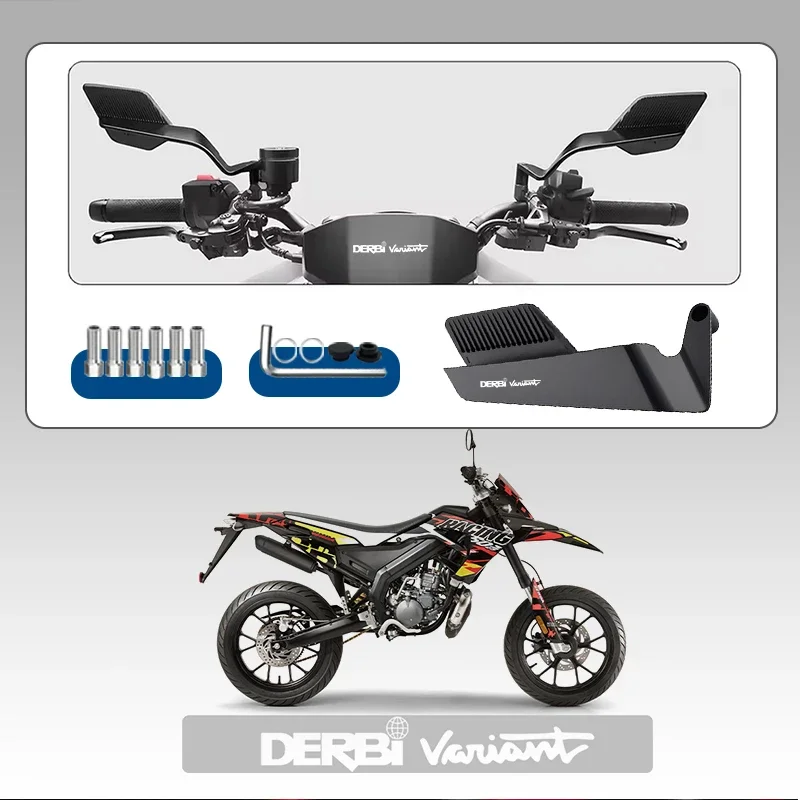 Espejo retrovisor de ala de viento fija para motocicleta, gran angular, certificado de pista, accesorios para DERBI DERBI VARIANT SPORT R, logotipo personalizado