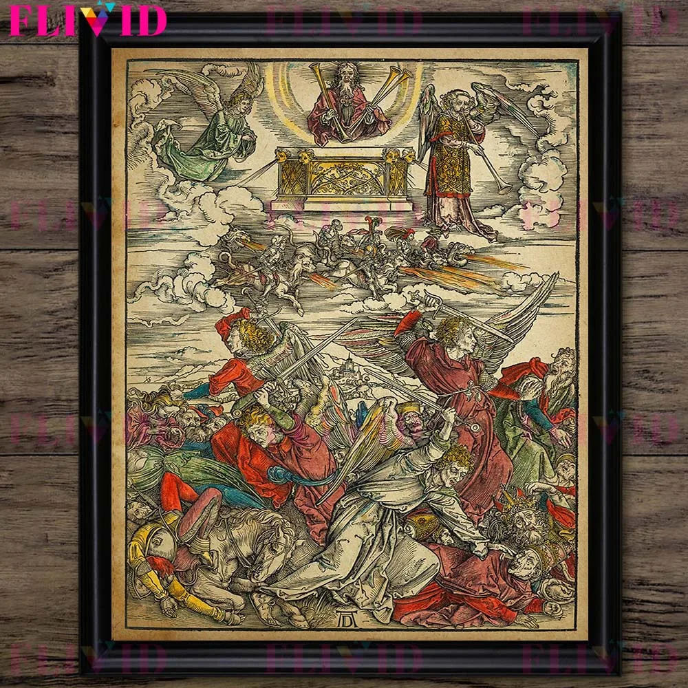 Four Horsemen Of The Apocalypse Vintage Wall Art Canvas Painting The Four Angels Of Death Retro Art Poster Print Decor Unframed
