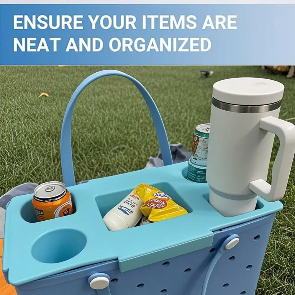Creative EVA Top Cup Phone Holder Tray Waterproof Divider Storage Lid Soft Cup Organizer Holder for Outdoor Beach Camping Travel