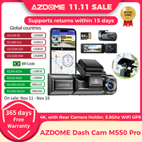 AZDOME M550 Pro 4K Dash Cam with Rear Camera Holder 5.8Ghz WiFi GPS 150FOV 24H Parking Monitor Car DVR 2/3-Channel Route Trackin