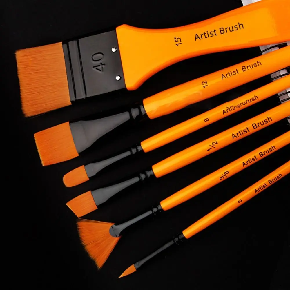 6pcs/set Good Pigment Adsorption Watercolor Paint Brush Flexible Brushstrokes Wooden Pen Holder Painting Brush Smooth Painting