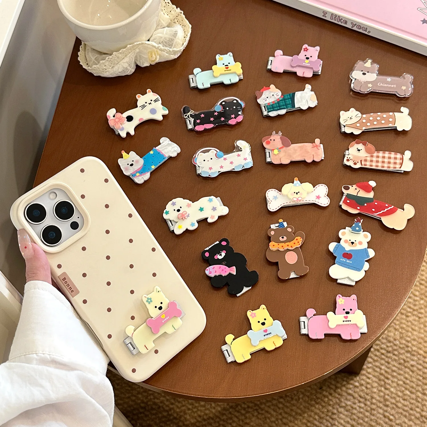 

Металлическая опора для щенка с рисунком кота, держатель для рамки Griptok, задняя клейкая подставка для телефона, поддержка iPhone, складная беспроводная зарядка