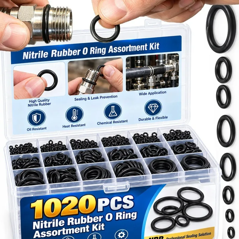 Nitrile Rubber O Ring Gasket Waterproof Plumbing Sealing High Pressure O-rings Elastic Band Repair Washers Fasteners 1020pcs