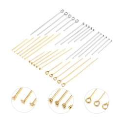 50-100Pcs Various Sizes Gold Plated Heads Eye Flat Head Pin Ball Pins For DIY Jewelry Findings Making Earrings Accessories