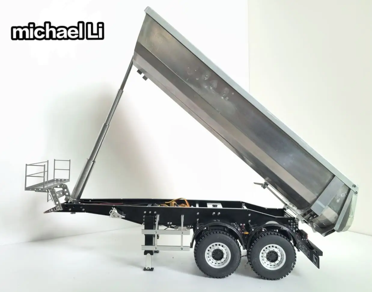 New Degree Metal Hydraulic RC Dumper 2Axle Trailer For 1/14 RC Tractor Truck DG-998 DIY Unpainted KIT Model for Tracotr TOUCAN