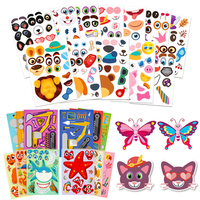 6/12pcs Scrapbook Stickers Waterproof Adhesive Tape Plastic DIY Face Changing Sticker Handicrafts Reuse Cartoon Cute Animals TMZ