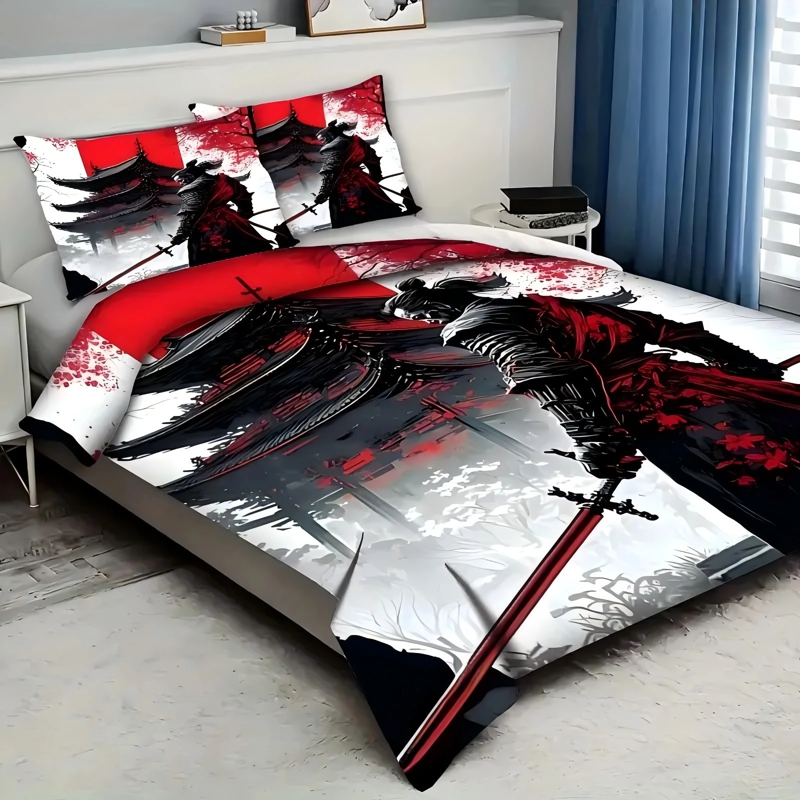 Attic Black Warrior Pattern 3d Printed Duvet Cover Japanese Style Bedding Set Pillowcases Polyester Soft Comfortable Quilt Cover