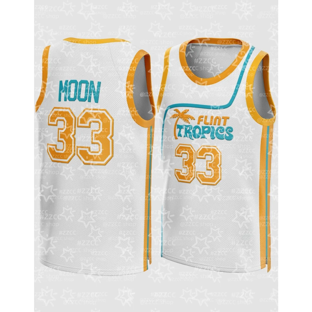 Jackie Moon #33 Semi-Pro Flint Black Tropics Jersey Post Malone Rap Basketball Shirt Men's T-Shirt Kid's Clothing Tee Y2k Woman