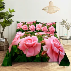 Home Bedsheets Rose Leaves Single Bedsheet Fashion Design Flowers Sheets Queen Size Bed Sheets Set Bed Sheets and Pillowcases