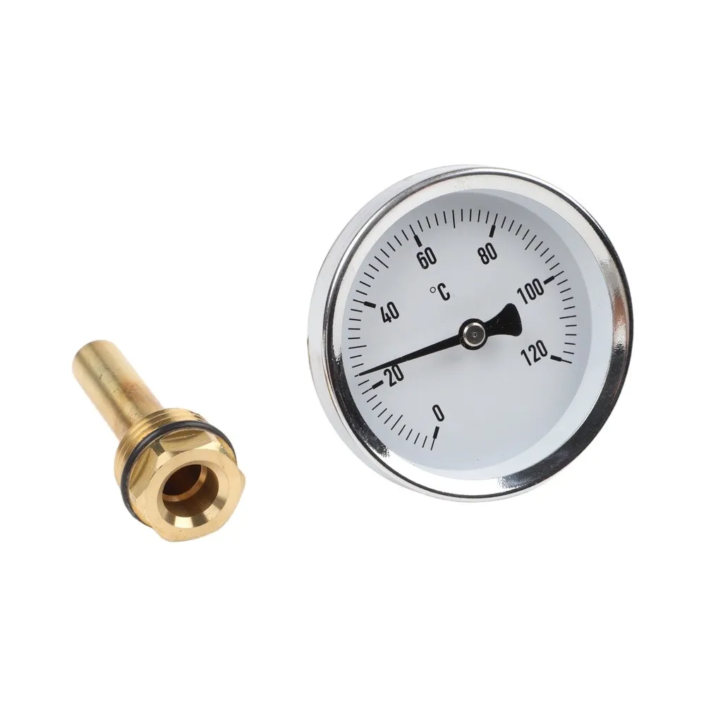 Analog Water Temperature Meter with Copper Sheath for 2 Inch Threaded Mounting in Residential and Commercial Heating Boilers