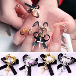 5pcs Y2K Top Nail Art Charm Alloy Metal Bow Rhinestone Crystal Nails Decoration 3D Japanese Anime Sanrioed Nail Accessories 28MM