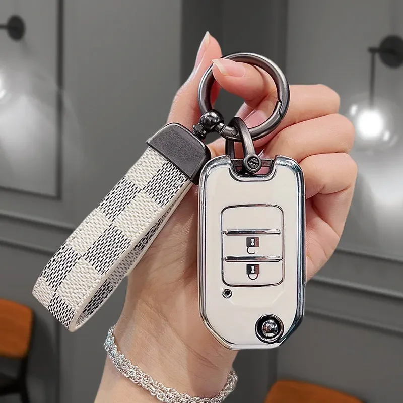 Soft TPU Flip Car Key Case Cover for Honda Civic Accord City Odyssey CR-V XR-V HR-V Vezel Jade Jazz Crider Car Holder Keychains