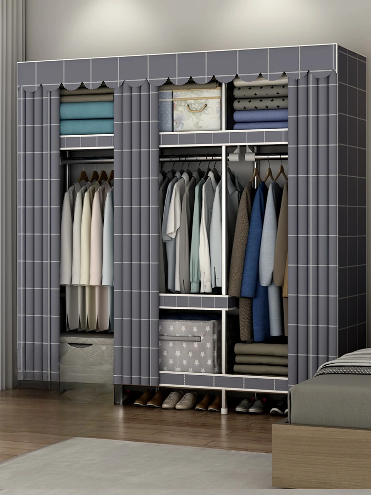 

Simple wardrobe is strong and durable, household thickened cloth wardrobe, steel pipe thickened reinforcement rental house