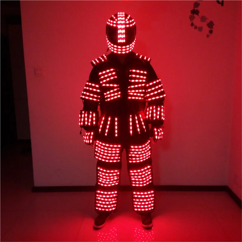 Factory OEM LED Robot Costume Stage RGB multicolor Jacket Dancer Wearing Cosplay Suit Laser Gloves for Nightclub Party Man dance