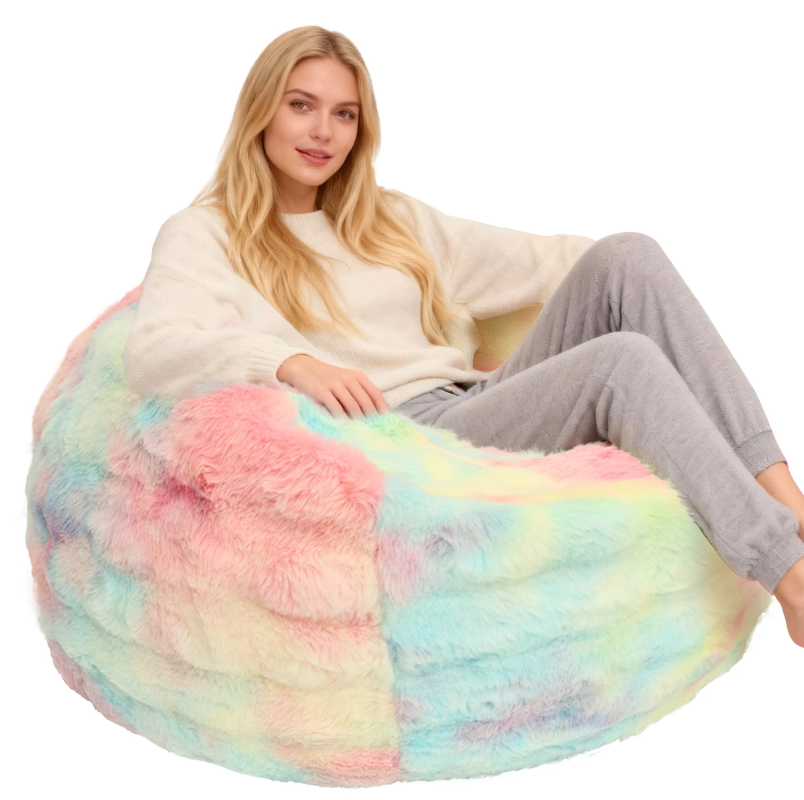 

Пушистая сумка-погремушка из искусственного кроличьего меха, чехол на стул, детский мягкий роскошный пушистый мешок для хранения животных, пузырьковая лохматоя сумка-погремушка, домашний декор