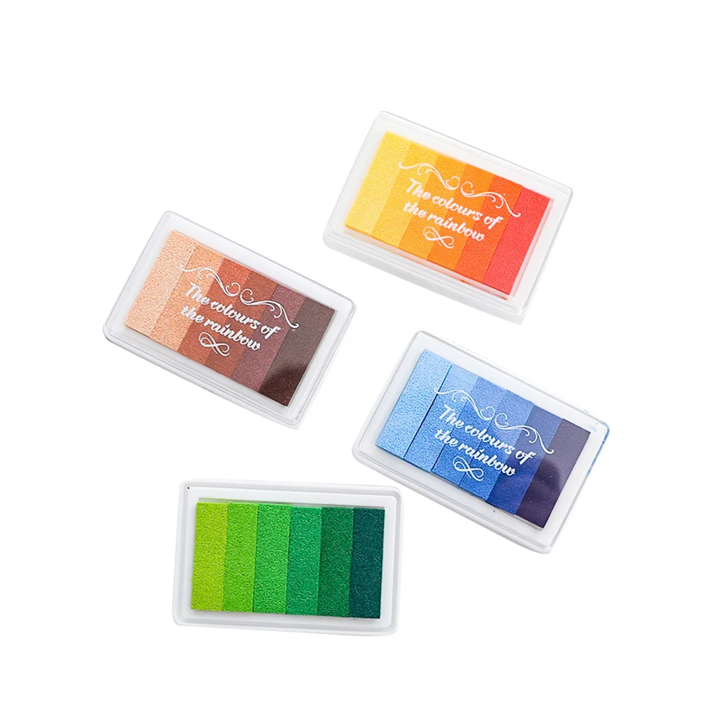 

1Pcs DIY Colorful Ink Pad Set 6-Color Rainbow Gradient Craft Stamp Pad Scrapbooking Finger Art Kids Ink Stamps