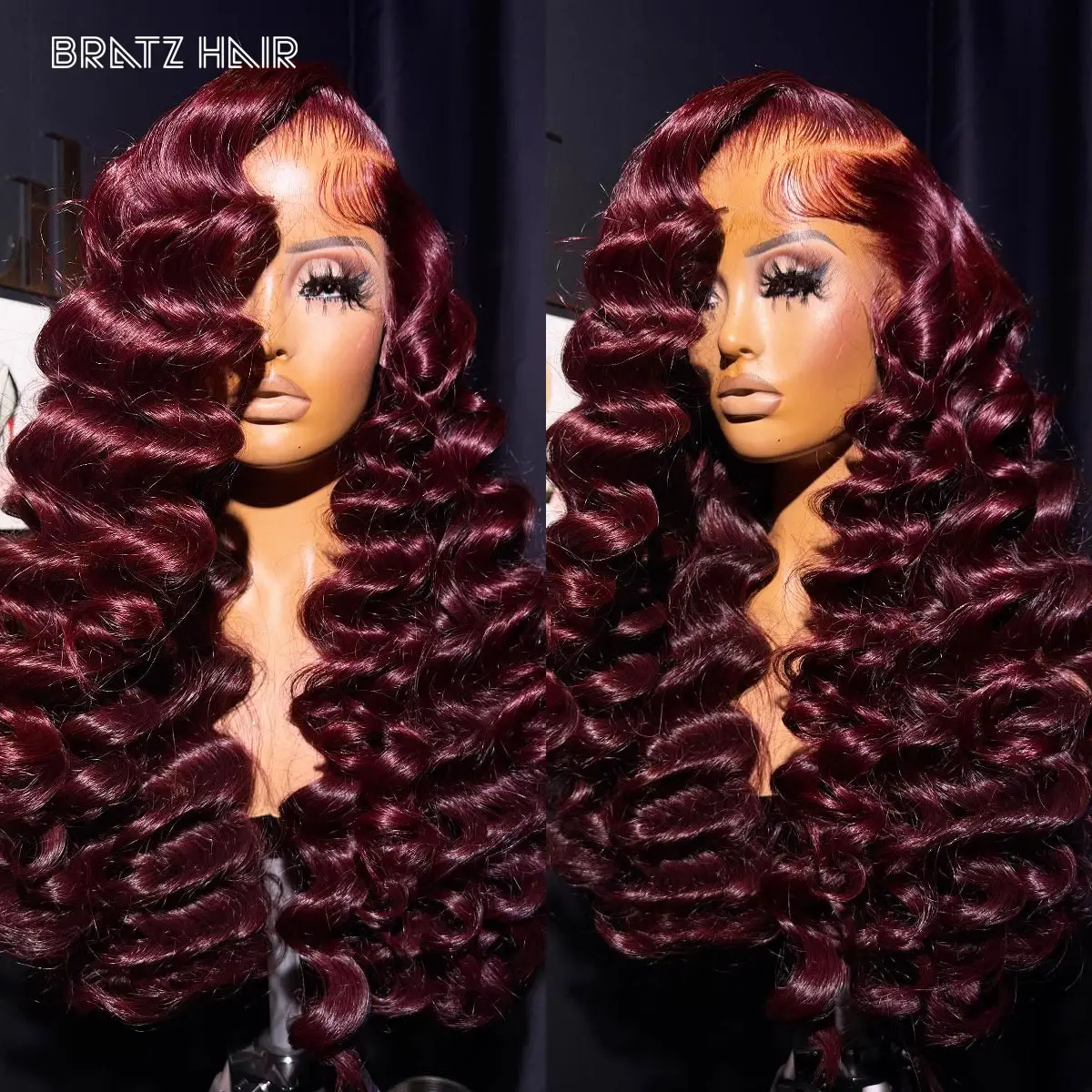 

13x4 Full Frontal Dark Burgundy Human Hair Wigs Pre Plucked 4x4 5x5 Loose Deep Wave Wine Color Wigs for Woman Glueless Wigs