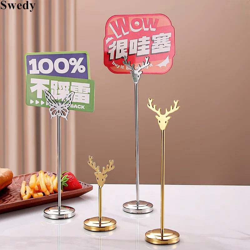 Metal Table Number Place Card Display Stand Restaurant Hotel Food Store Shop Name Label Note Sign Memo Recipe Reserved Clip