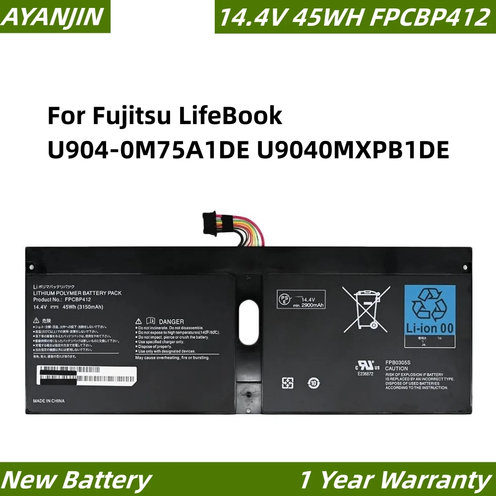 FPCBP412 FPB0305S 14.4V 3150mAh 45Wh Laptop Battery For Fujitsu LifeBook U904-0M75A1DE U9040MXPB1DE