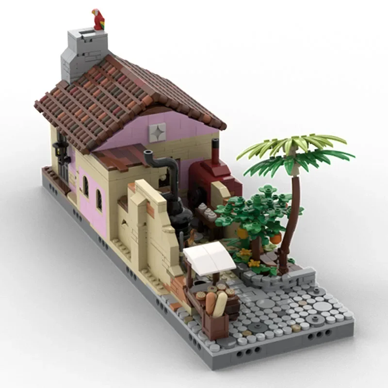 Modelo Popular de vista a la calle, ladrillos de construcción MOC, panadería pequeña Rural, tecnología Modular, regalos, vacaciones, montar, juguetes para niños, traje