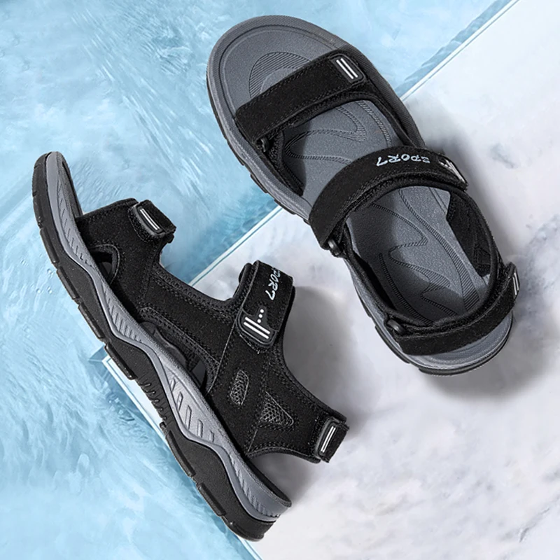 

Дышащие модные мужские сандалии, летние пляжные праздничные сандалии для мужчин, легкая обувь, новые уличные удобные повседневные сандалии