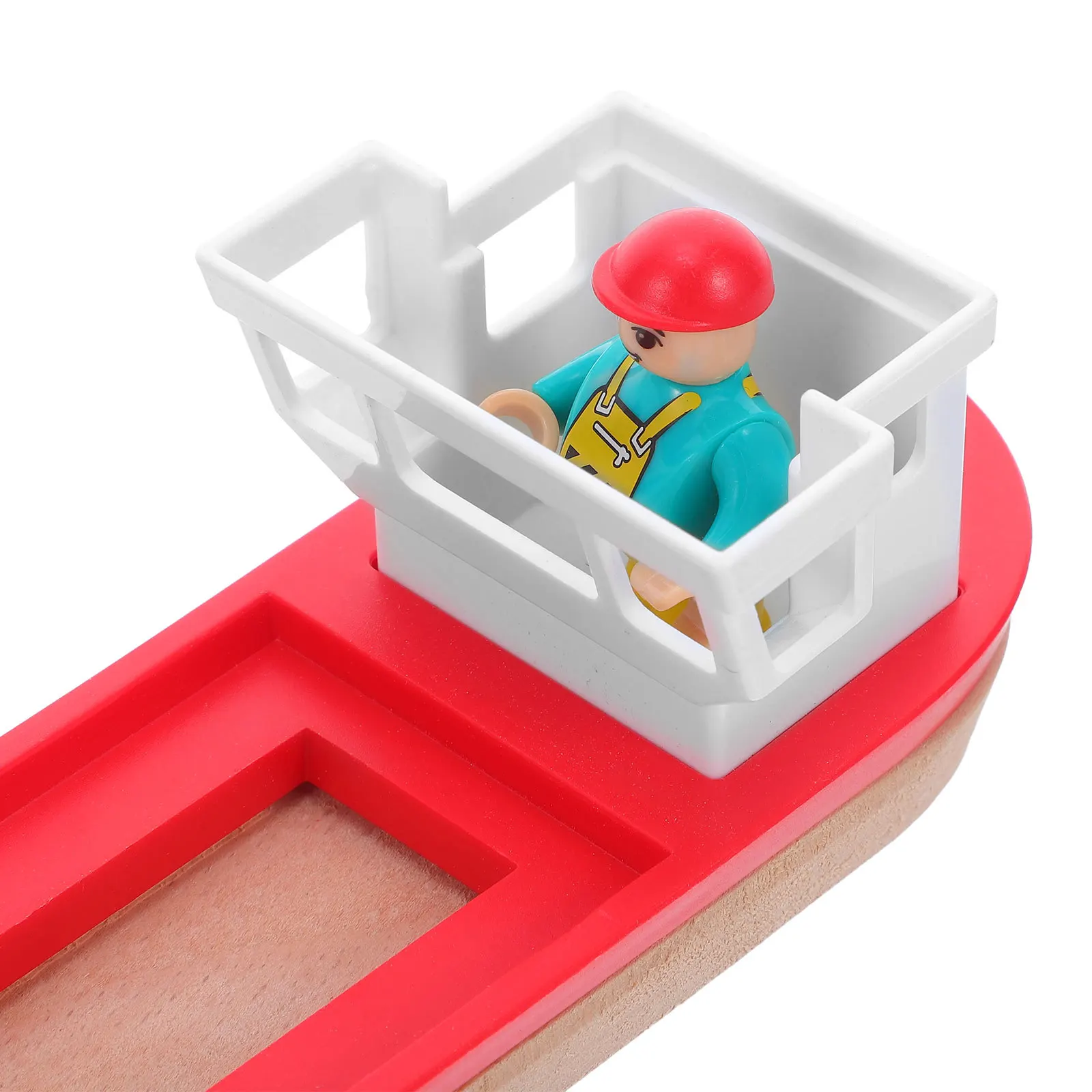 1Set Wooden Train Track Boat Set Natural Craftsmanship Ocean Theme for Kids Imaginative Play Realistic Detail Sturdy Ship