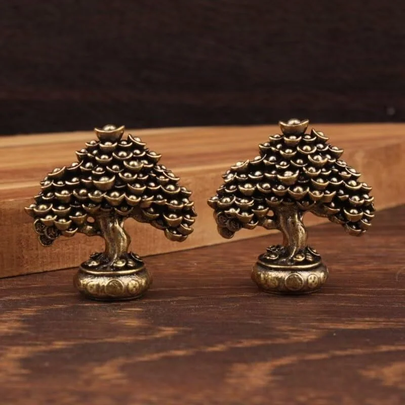 1pc Prosperity Tree Brass Decor, Vintage Money Tree Home Decor, Symbolizing Wealth Generation for Halloween Thanksgiving