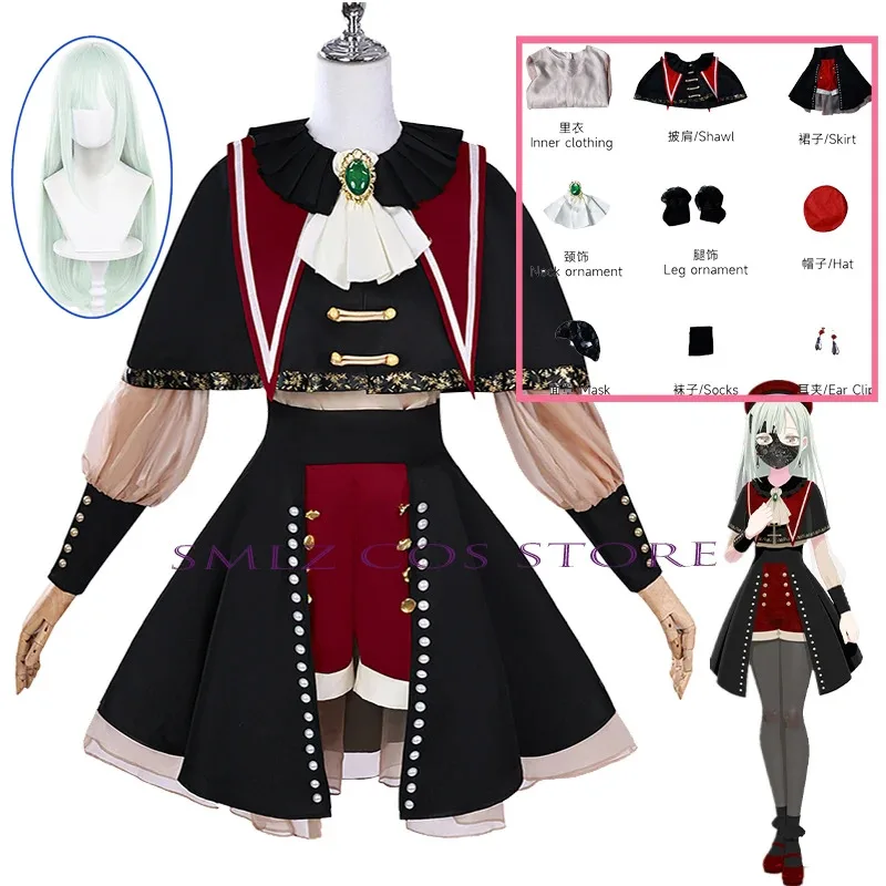 

Wakaba Mutsumi Cosplay Anime BanG Dream! It's MyGO Costume Girl Mortis Wig Mask Hat Cloak Dress Suit Woman Lovely Party Outfit