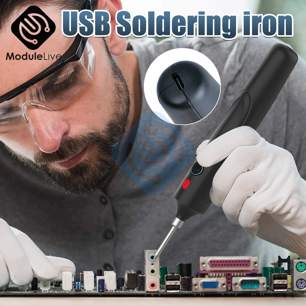 Kit de soldadura inalámbrica de 3,7 V, minisoldador eléctrico recargable por USB, luz LED, 4V, carga 18650