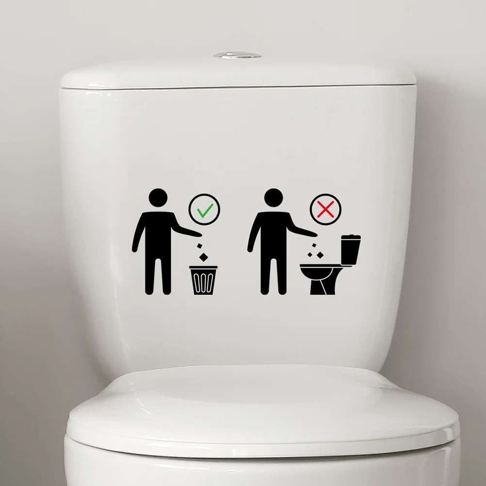 

2 Sheets Toilet Stickers Removable Warning Wall Decals for Bathroom Decor Toilet Seat Cover Sticker Smooth Surface Application