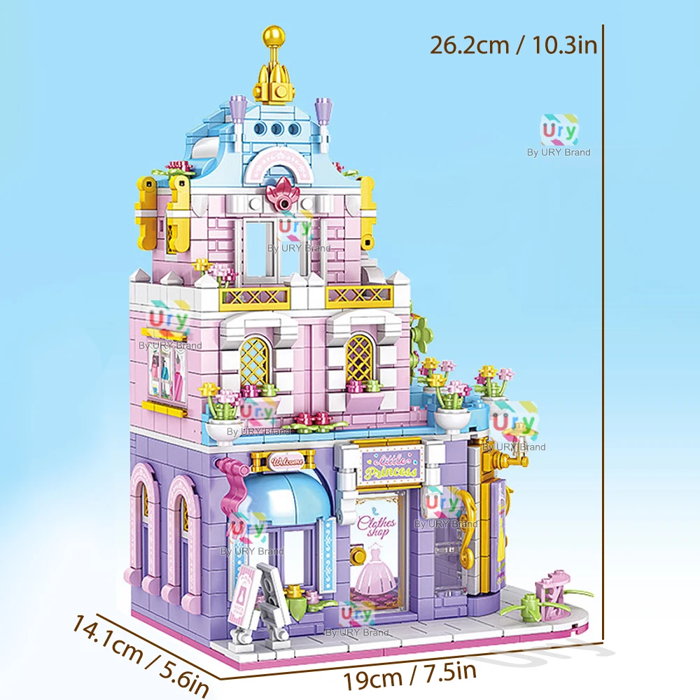 City Street View Series Friends House Shop Fashion Clothing Store Retro DIY Toys Architecture MOC Building Blocks for Kids Gift