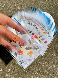 100pcs 2.76*3.94inch Beautiful Plant-Printed Opp Self-sealing Bag, Fern Flowers Printed Small Gift Stationery Decorative Bags