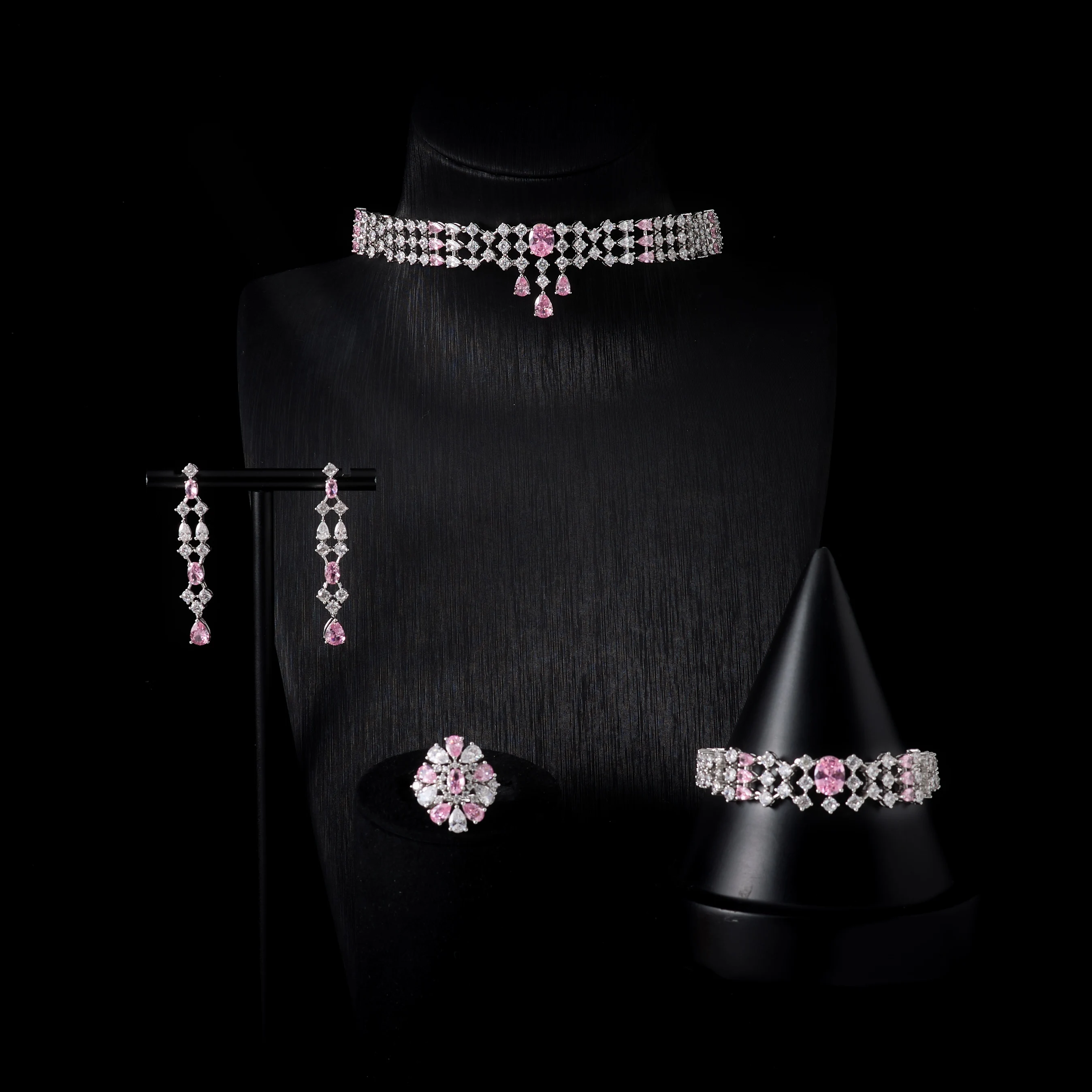

IN JEWELIFE 00104 Choker Necklace Sets for Women Cubic Zirconia Bridal Jewellery Set Dubai Saudi Party Engagement Accessory
