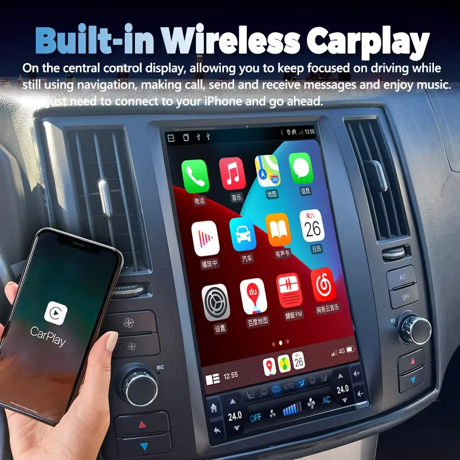 شاشة LCD 12.1 بوصة لسيارة إنفينيتي FX FX25 FX35 FX45 2003-2008 Carplay GPS Navig راديو السيارة الوسائط المتعددة مشغل ديفيدي ستيريو #6