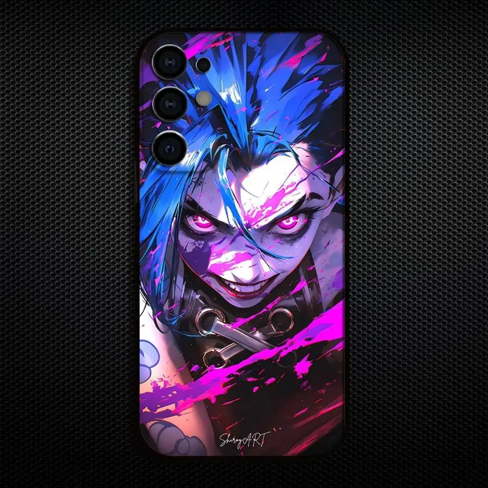 حافظة هاتف J-Jinx Arcane L-LOL لهاتف سامسونج S25، S24، S21، S22، S23، S30، Ultra، S20، Plus، Fe، Lite، Note، 10,9,5G غطاء أسود