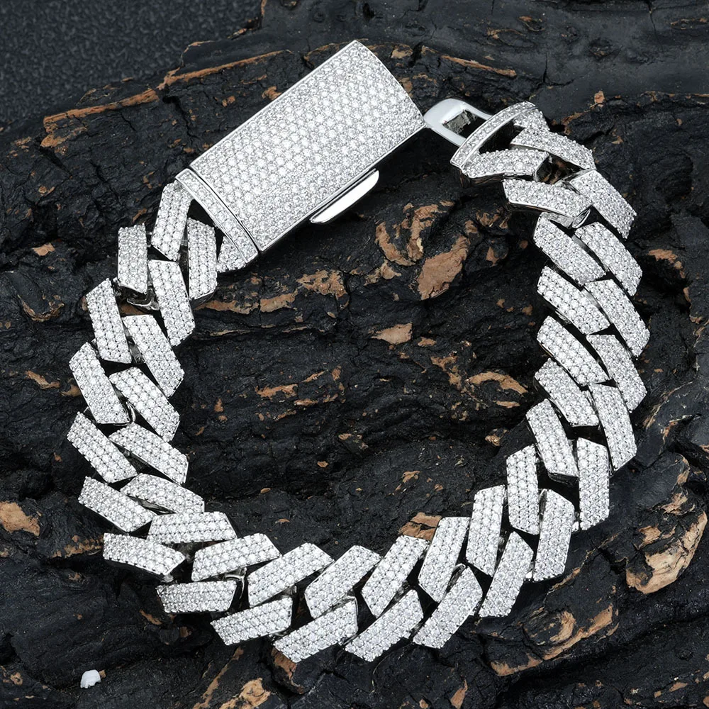 

Hip Hop Zircon Bracelet 16mm Three Rows Full Diamond Cuban Chain Jewelry Accessories Men's Bracelet