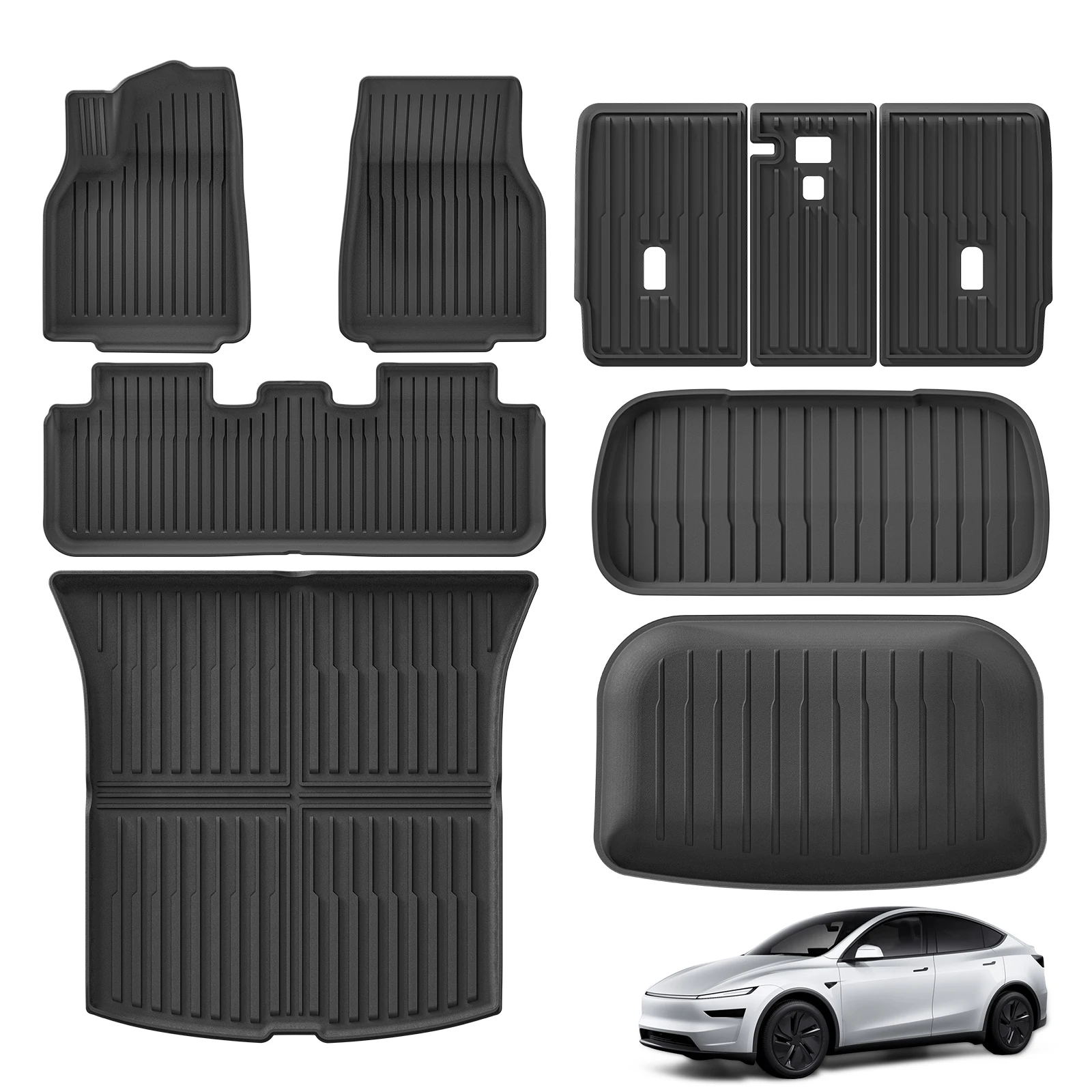 

LUCKEASY for Tesla Model Y Juniper 2025 Car Floor Mats Cargo Liner Trunk Mats Backrest Pad Protection Car Interior Accessories