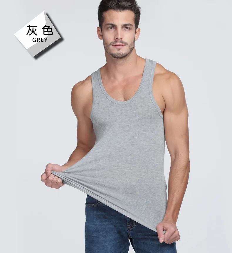 Men Tank Top Modal Solid Seamless Underwear Brand Clothing Mens Sleeveless Tank Vest Comfortable Undershirt Undershirts Fitness