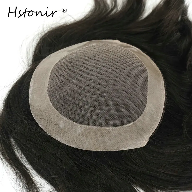 Hstonir Replacement Systems Mono Lace NPU Indian Remy Hair Toupee Mens Hair Piece Stock Afra Hair H008