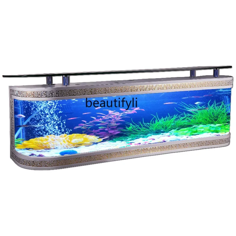 

X Fish Tank TV Cabinet European-Style Home Ecological Change Water Medium and Large Glass Tea Table Floor Living Room