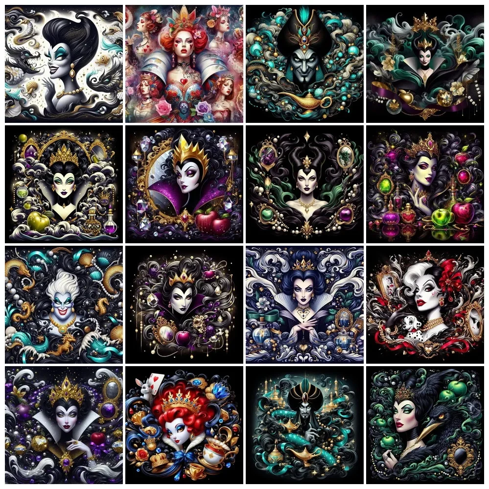 Pintura de diamante de villanos de Disney, nuevos kits de taladro, dibujos animados de Ursula, maléfica, arte mosaico artesanal, imagen bordada, decoración del hogar, 2024