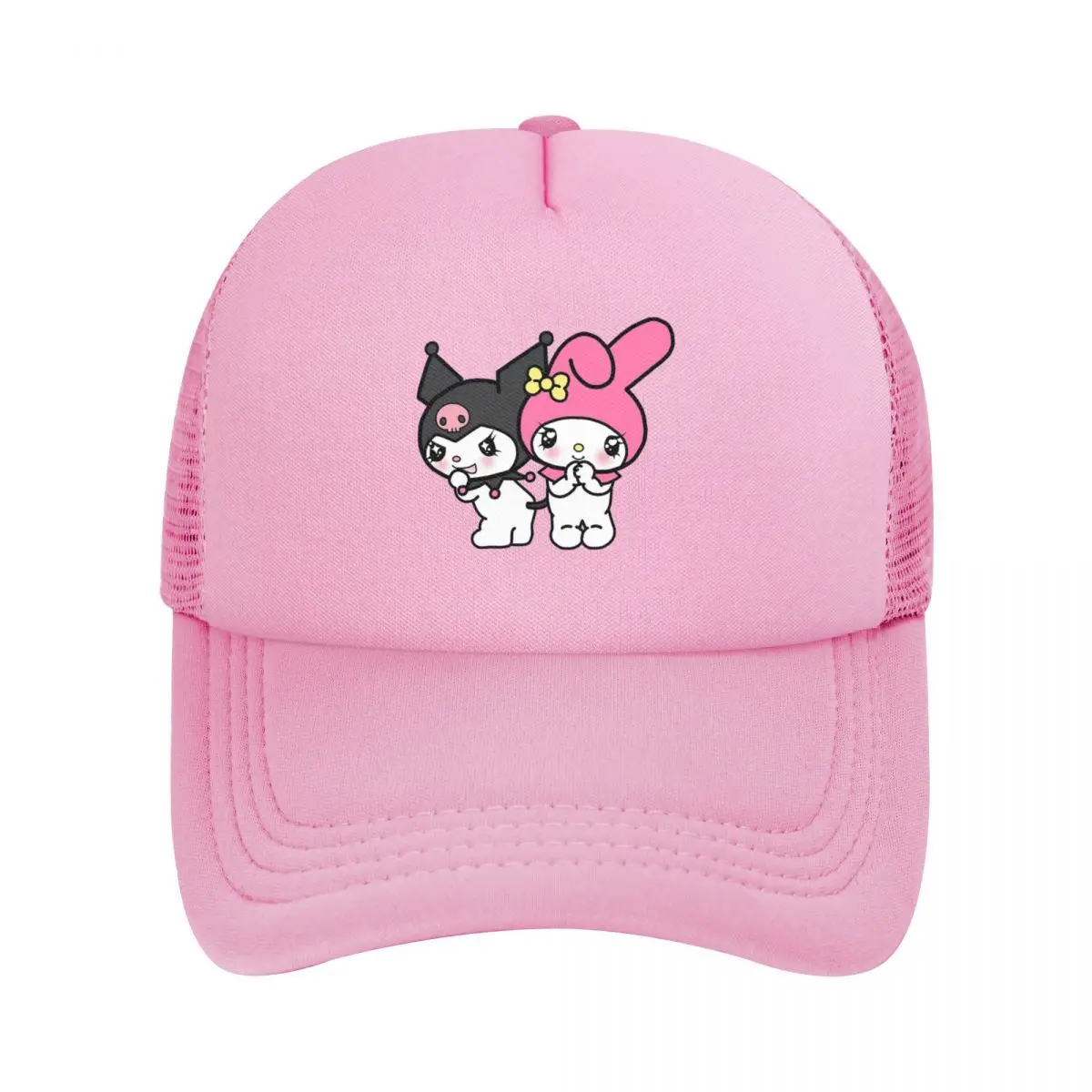 Kuromi & My Melody Mesh Baseball Caps Unisex Fashion Sun Hat Hats Breathable Polyester Fishing Hat Autumn Trucker Hat