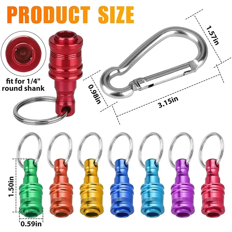 12pc Color Keychain Quick Change Connecting Rod 1/4 Hexagonal Handle Screwdriver Head Quick Release Sleeve Conversion Rod Set