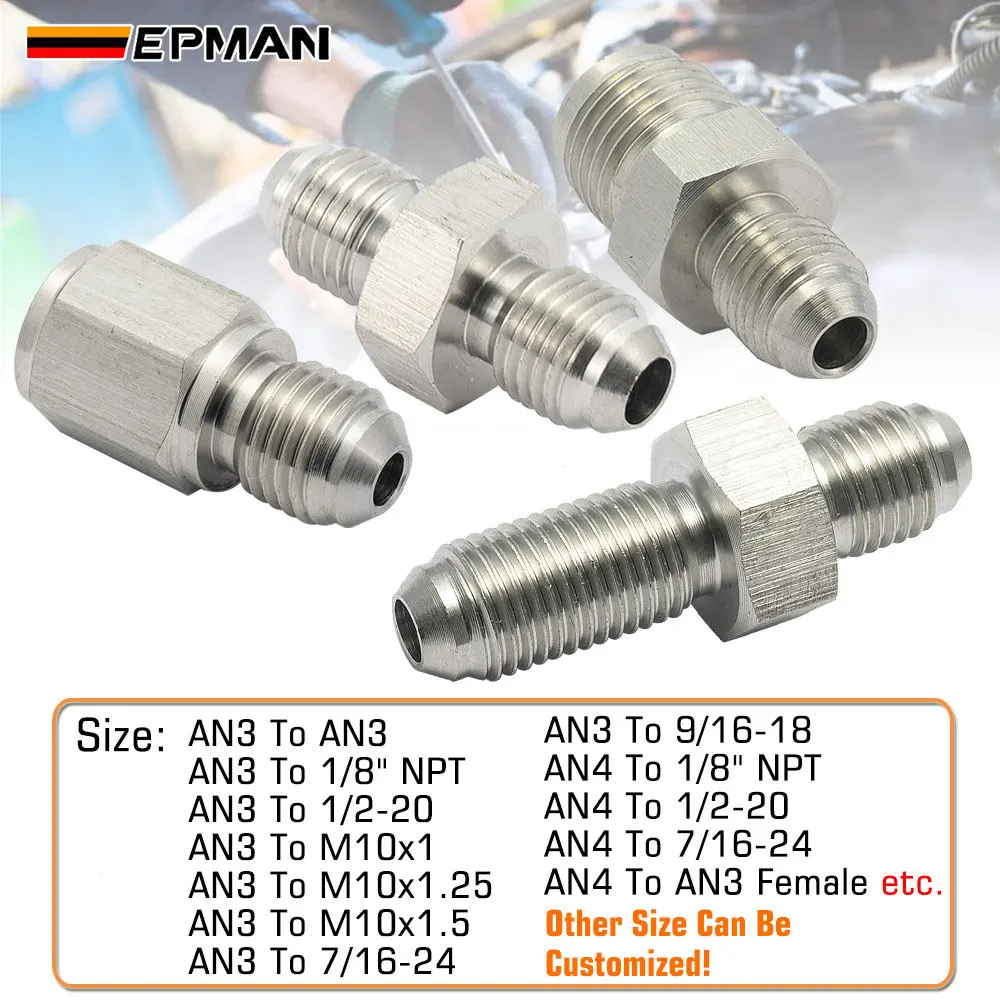 

EPMAN Inverted Flare Fitting Turbo Oil Feed Adapter To Male AN3 AN4 Stainless Steel 304 EPCGQ161
