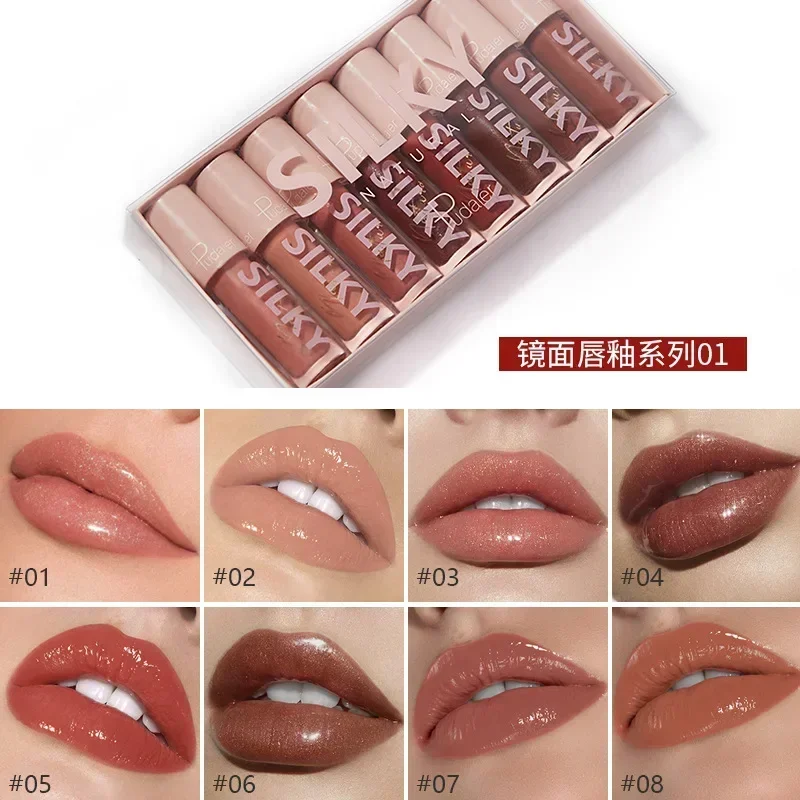 Pudaier 8 cores diamante brilhante brilho labial conjunto batom hidratante de longa duração brilho lipgloss batom brilhante matiz labial maquiagem